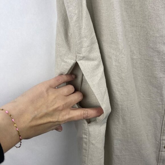 Liz Claiborne Linen Button-Up Sheath Tank Dress Size L - Picture 3 of 9